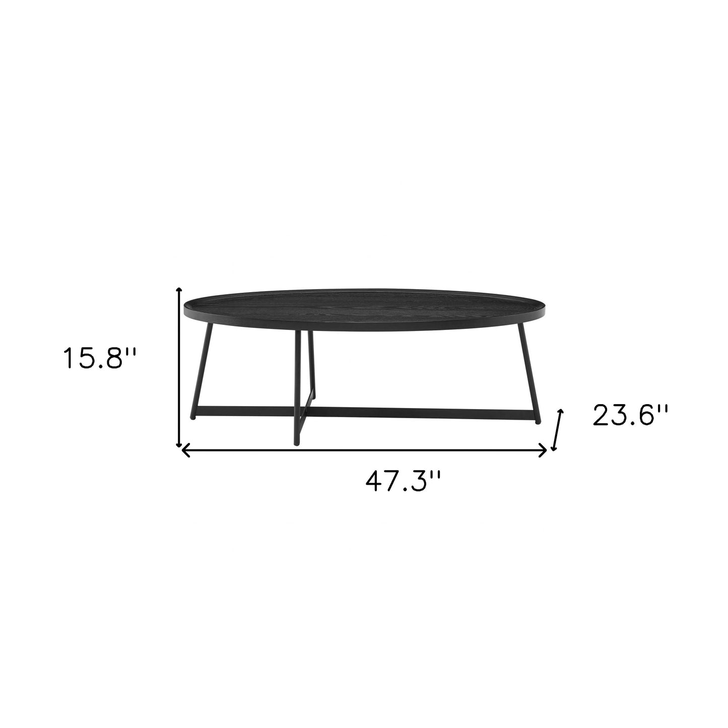 47" Black Metal Oval Coffee Table