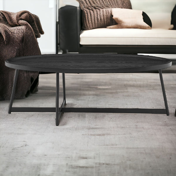 47 Black Metal Oval Coffee Table