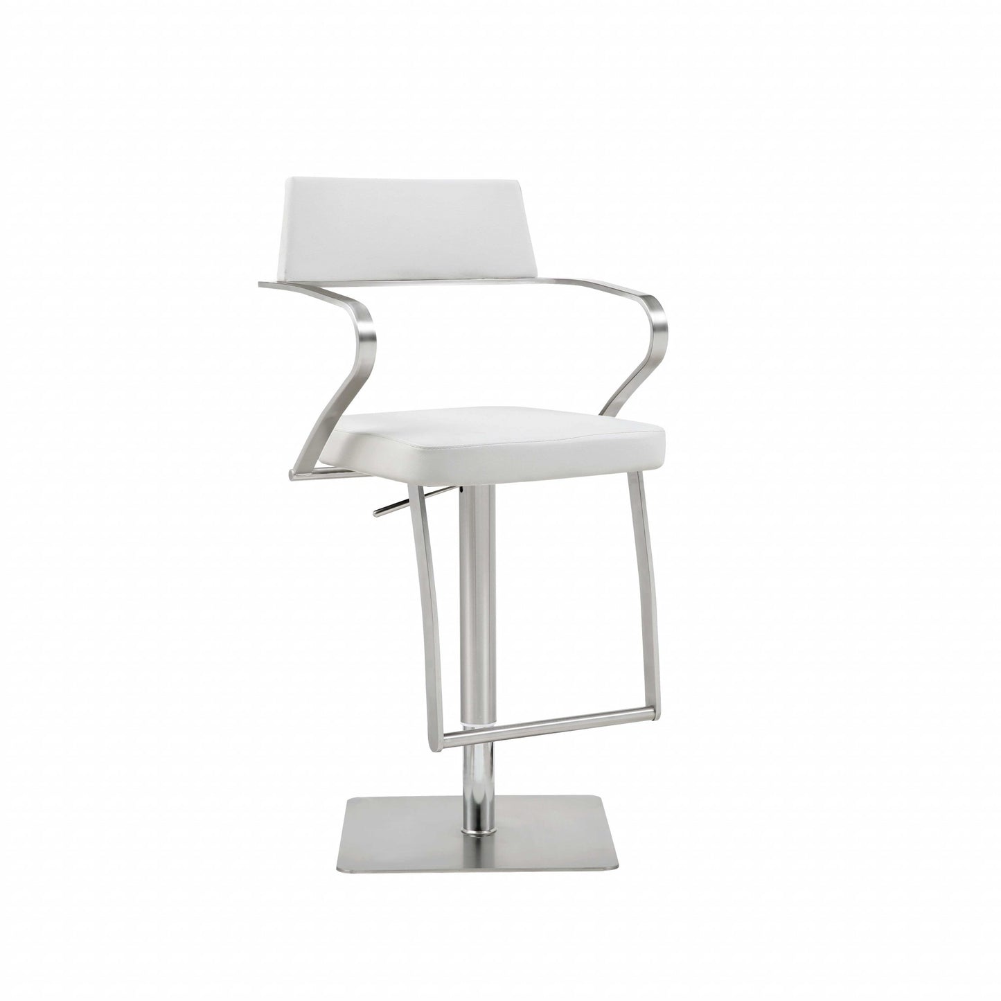 21 " White And Silver Stainless Steel Bar Chair