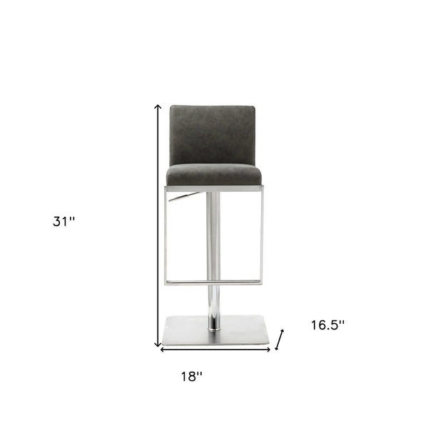 20  Gray And Silver Stainless Steel Bar Chair