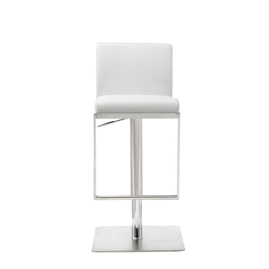 20 " White And Silver Stainless Steel Bar Chair