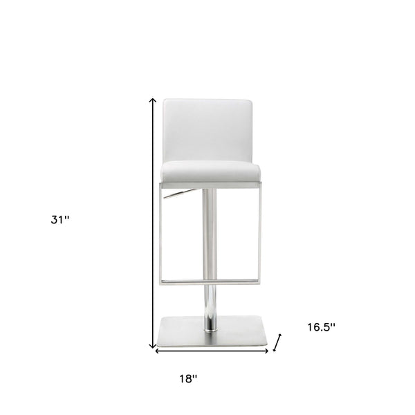 20  White And Silver Stainless Steel Bar Chair