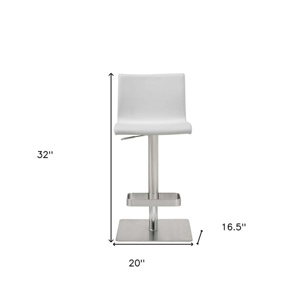 26  White And Silver Stainless Steel Counter Height Bar Chair