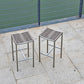 Set of Four 28" Brown And Silver Stainless Steel Backless Bar Height Bar Chairs