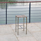 Set of Four 28" Brown And Silver Stainless Steel Backless Bar Height Bar Chairs