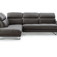 Dark Gray Genuine Leather L Shaped Two Piece Sofa and Chaise Sectional