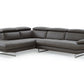 Dark Gray Genuine Leather L Shaped Two Piece Sofa and Chaise Sectional