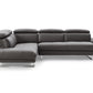 Dark Gray Genuine Leather L Shaped Two Piece Sofa and Chaise Sectional