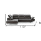 Dark Gray Genuine Leather L Shaped Two Piece Sofa and Chaise Sectional