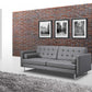 80" Gray Faux Leather Sofa With Silver Legs