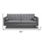 80" Gray Faux Leather Sofa With Silver Legs