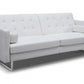 80" White Faux Leather Sofa With Silver Legs