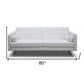 80" White Faux Leather Sofa With Silver Legs