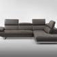 Dark Gray Genuine Leather L Shaped Two Piece Sofa and Chaise Sectional