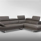 Dark Gray Genuine Leather L Shaped Two Piece Sofa and Chaise Sectional