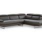 Dark Gray Genuine Leather L Shaped Two Piece Sofa and Chaise Sectional