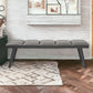 57" Gray Upholstered Faux Leather Bench