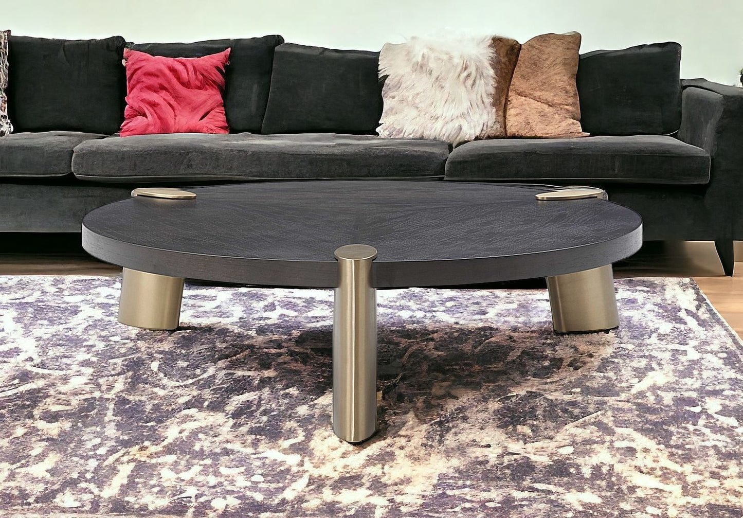 48 X 48 X 13 Wenge Veneer Stainless Steel Coffee Table