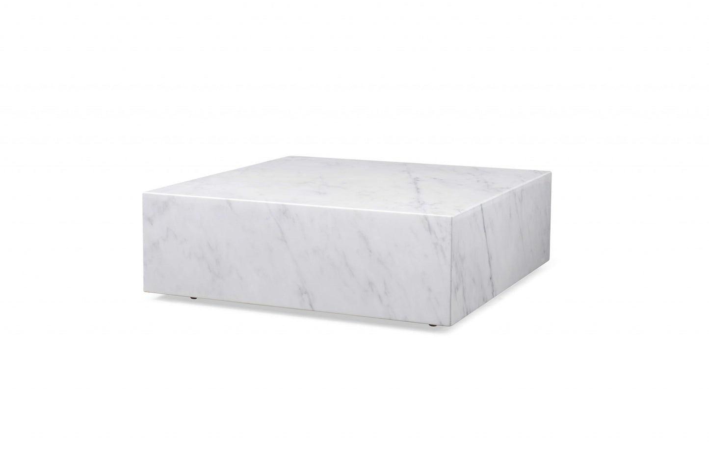 35" White Genuine Marble And Brass Square Coffee Table