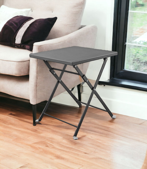 18 Gray Stainless Steel Square End Table