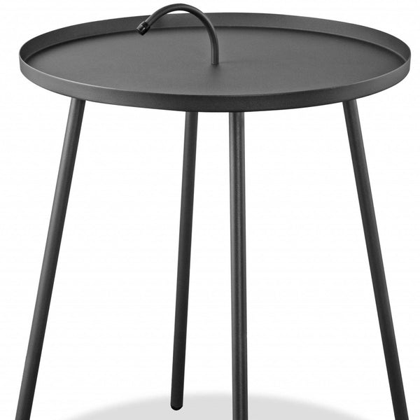 25 Gray Stainless Steel Round End Table