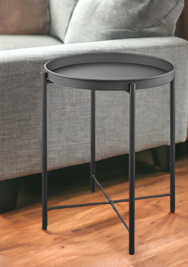 21 Gray Aluminum Round End Table