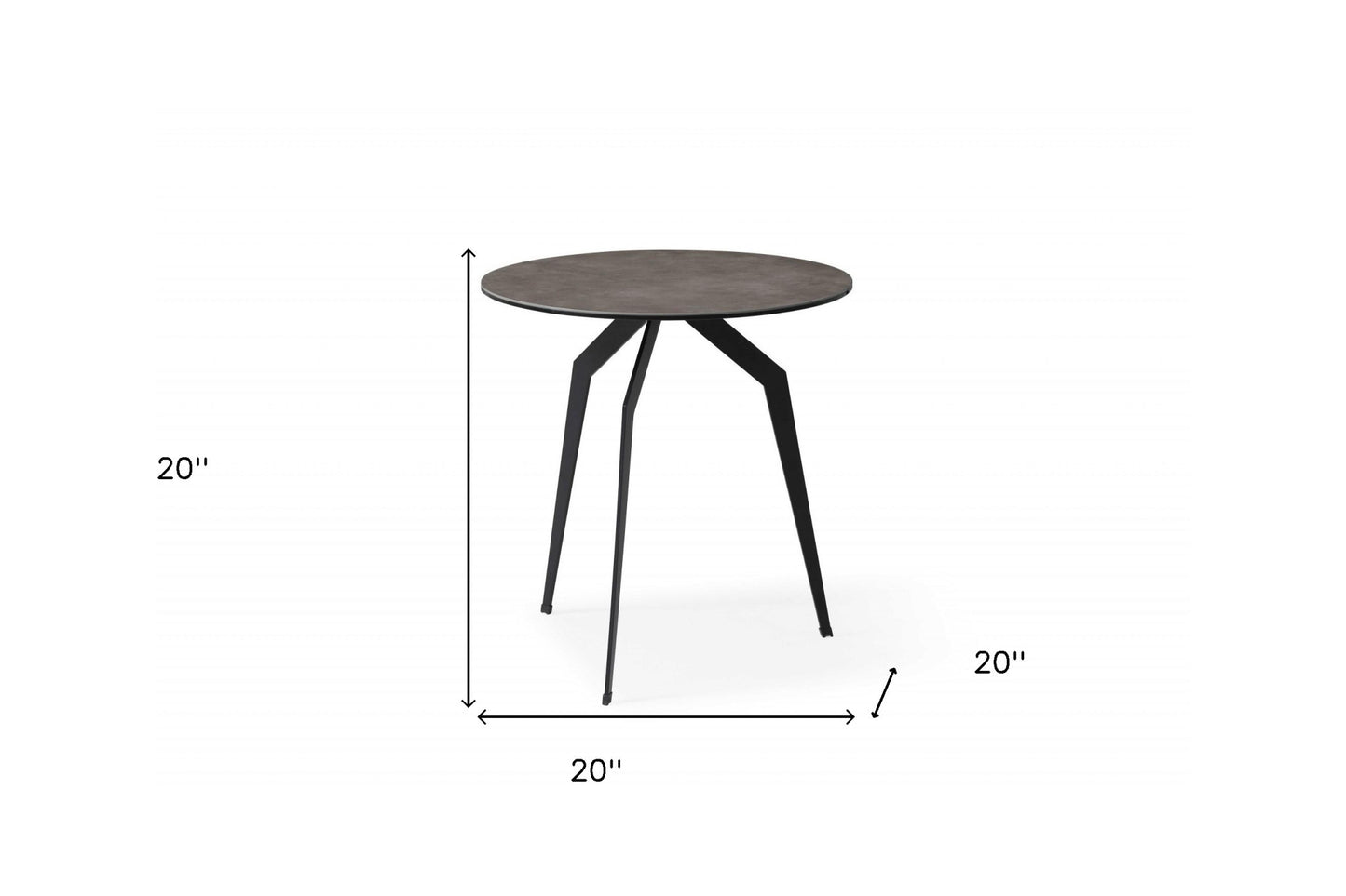 20" Black And Gray Ceramic Round End Table