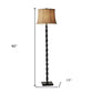 62" Black Textured Pole Floor Lamp With Beige Burlap Shade