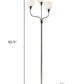 66" Silver Three Light Tree Floor Lamp With White Bowl Shades