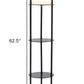 Black Wood Finish Floor Lamp With Circular Storage Shelves