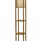 Floor Lamp With Natural Wood Finish Storage Shelves