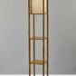 Floor Lamp With Natural Wood Finish Storage Shelves