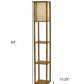 Floor Lamp With Natural Wood Finish Storage Shelves