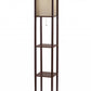 Floor Lamp With Natural Wood Finish Storage Shelves