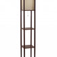 Floor Lamp With Natural Wood Finish Storage Shelves