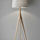 59" Natural Solid Wood Tripod Floor Lamp With Gray Fabric Empire Shade