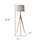 59" Natural Solid Wood Tripod Floor Lamp With Gray Fabric Empire Shade