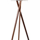 63" Solid Wood Tripod Floor Lamp With White Drum Shade