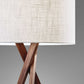 63" Solid Wood Tripod Floor Lamp With White Drum Shade