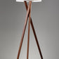 63" Solid Wood Tripod Floor Lamp With White Drum Shade