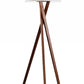 63" Solid Wood Tripod Floor Lamp With White Drum Shade