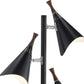 68" Black Three Light Tree Floor Lamp With Black Solid Color Cone Shade