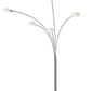 86" Steel Five Light Tree Floor Lamp With White Glass Dome Shade