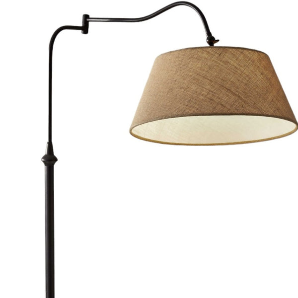 61 Bronze Arched Floor Lamp With Brown Empire Shade