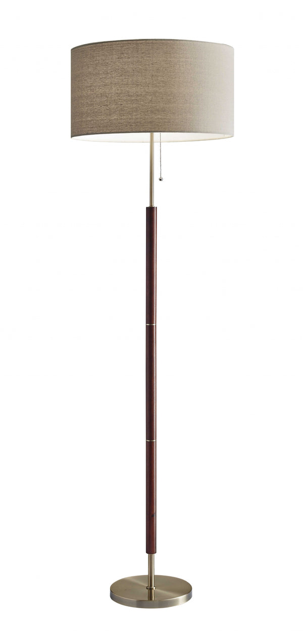 66 Traditional Shaped Floor Lamp With Brown Drum Shade