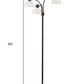 69" Black Three Light Tree Floor Lamp With White Bowl Shade