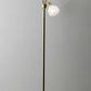 69" Black Three Light Tree Floor Lamp With White Bowl Shade