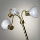 69" Black Three Light Tree Floor Lamp With White Bowl Shade