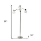69" Black Three Light Tree Floor Lamp With White Bowl Shade