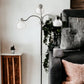 69" Black Three Light Tree Floor Lamp With White Bowl Shade